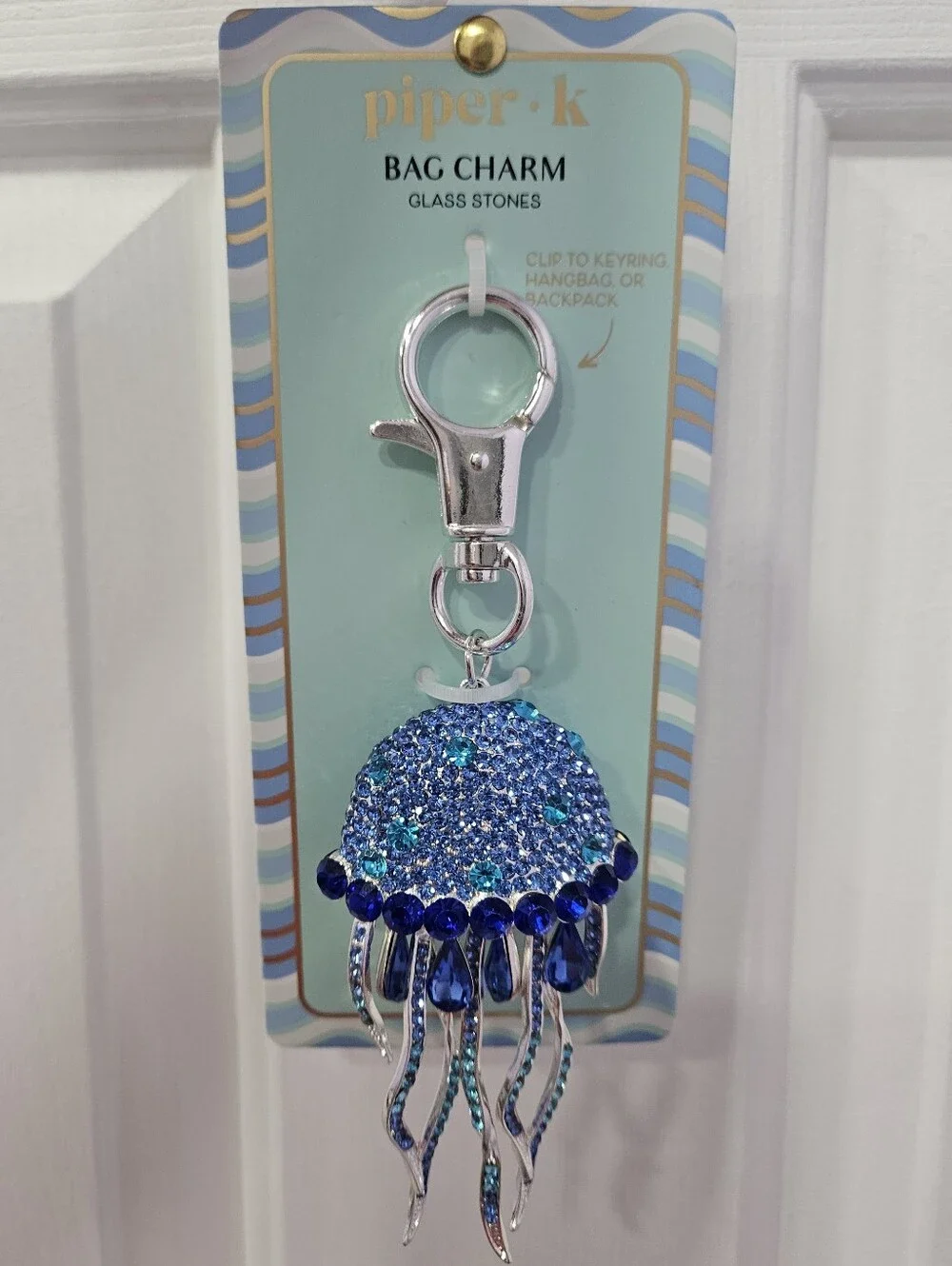Piper K Blue Crystal Jellyfish Bag Charm - NWT